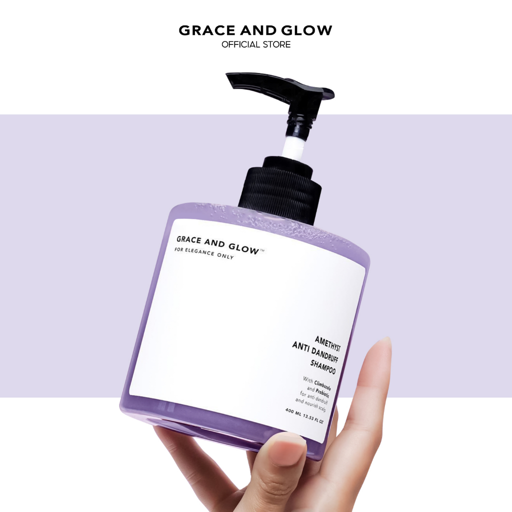 Dầu gội gàu Grace and Glow Amethyst nuôi dưỡng da đầu với Climbazole và Probiotic 400ml