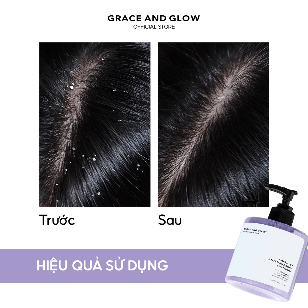 Dầu gội gàu Grace and Glow Amethyst nuôi dưỡng da đầu với Climbazole và Probiotic 400ml