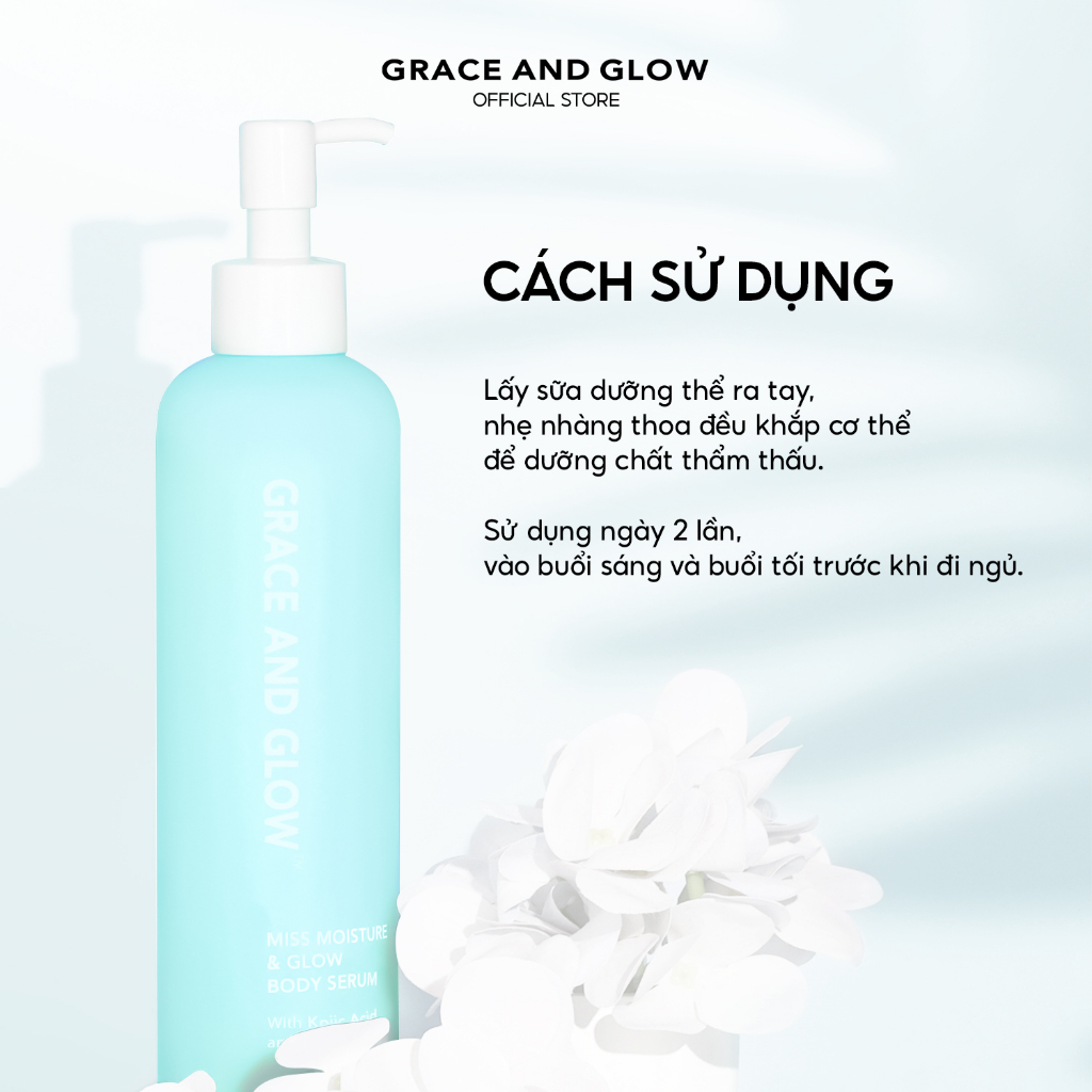 Sữa dưỡng thể trắng da Grace & Glow Miss Moisture với Axit Kojic và Lanolin