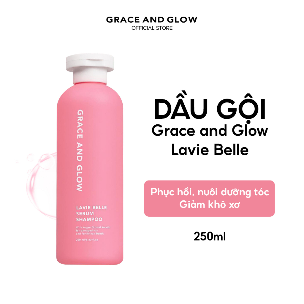 Dầu gội tinh chất phục hồi nuôi dưỡng tóc Grace & Glow Lavie Belle với Argan Oil và Keratin