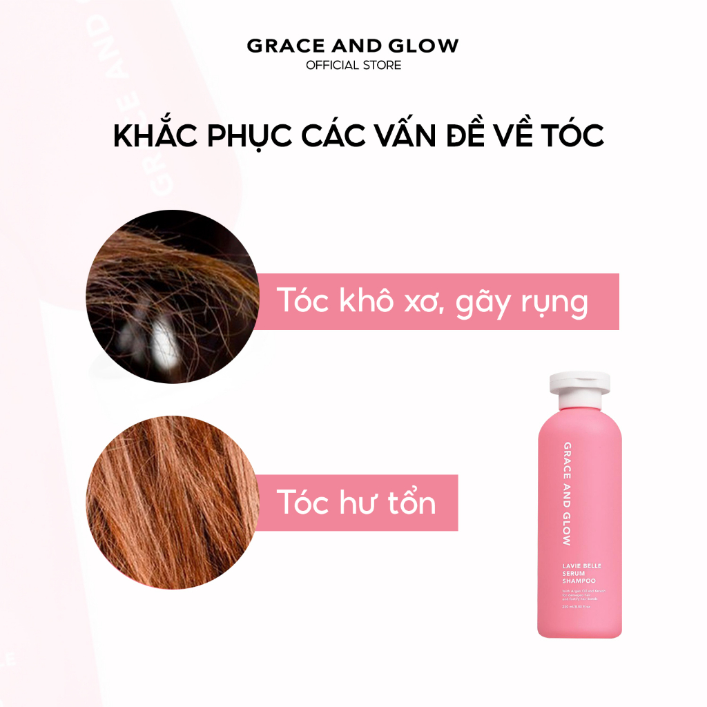 Dầu gội tinh chất phục hồi nuôi dưỡng tóc Grace & Glow Lavie Belle với Argan Oil và Keratin