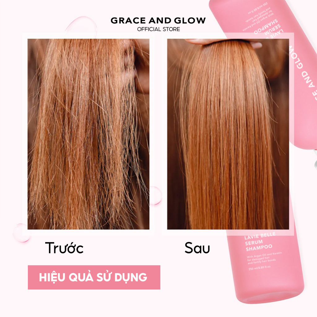 Dầu gội tinh chất phục hồi nuôi dưỡng tóc Grace & Glow Lavie Belle với Argan Oil và Keratin