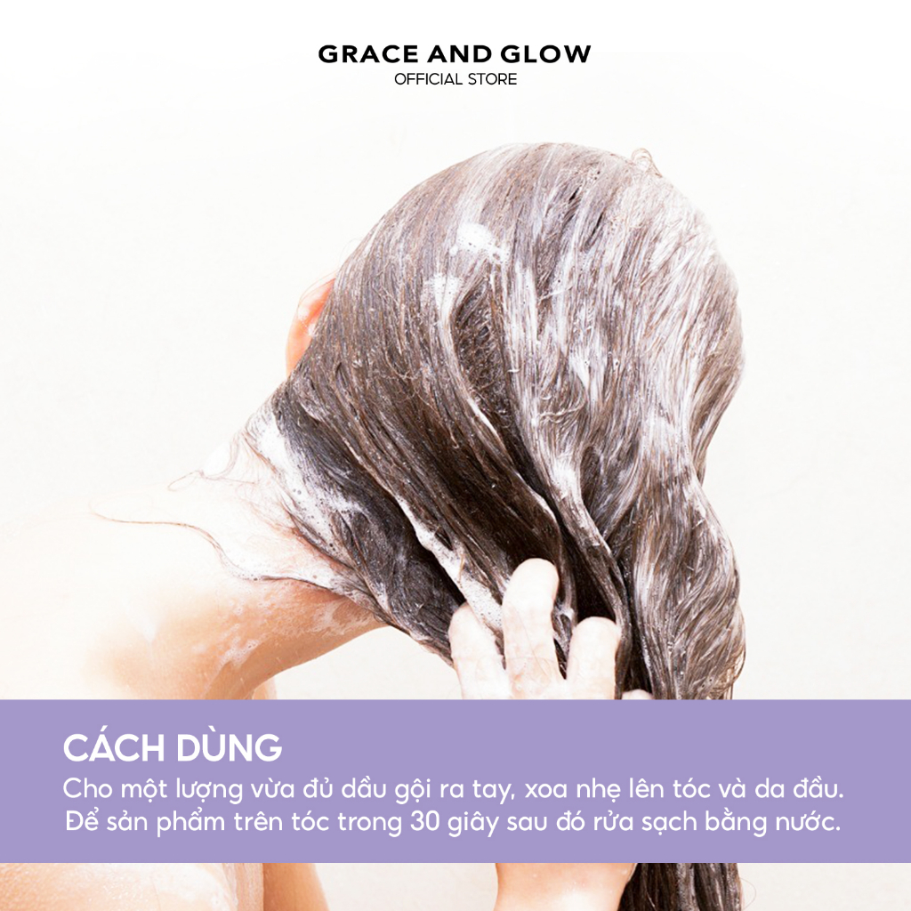 Dầu gội gàu Grace and Glow Amethyst nuôi dưỡng da đầu với Climbazole và Probiotic 400ml