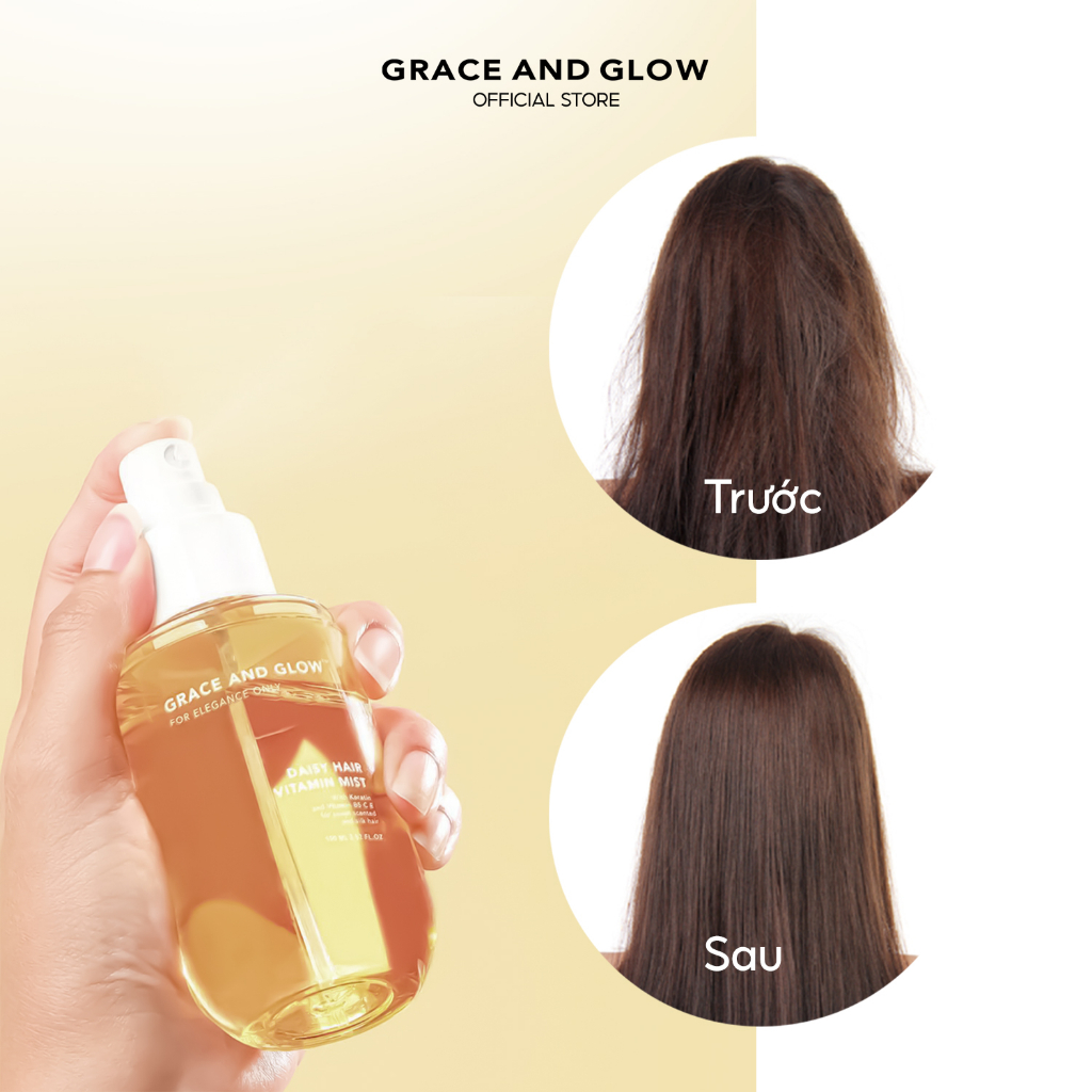 Xịt dưỡng tóc Grace & Glow Daisy Hair Vitamin Mist Xịt dưỡng tóc hương nước hoa với Keratin chống xơ rối