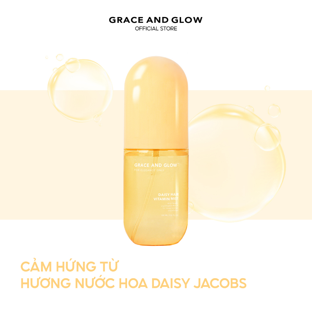 Xịt dưỡng tóc Grace & Glow Daisy Hair Vitamin Mist Xịt dưỡng tóc hương nước hoa với Keratin chống xơ rối