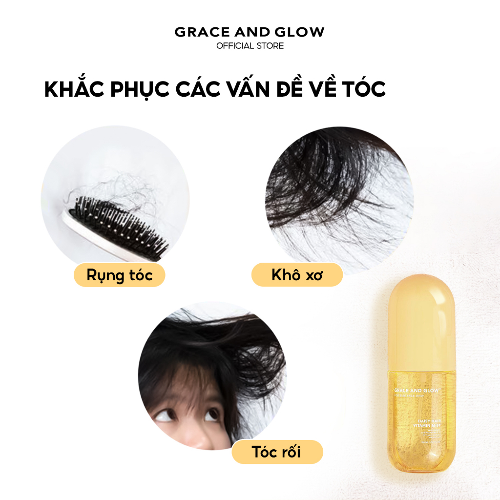 Xịt dưỡng tóc Grace & Glow Daisy Hair Vitamin Mist Xịt dưỡng tóc hương nước hoa với Keratin chống xơ rối