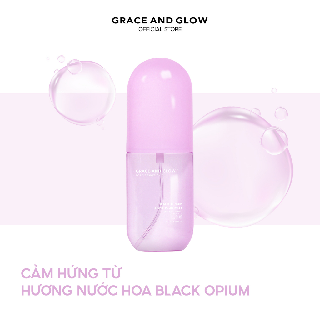Xịt dưỡng tóc Grace & Glow Black Opium Silky Hair Mist Spray Soft and Silk hair with Golden Marula + Olive Oil