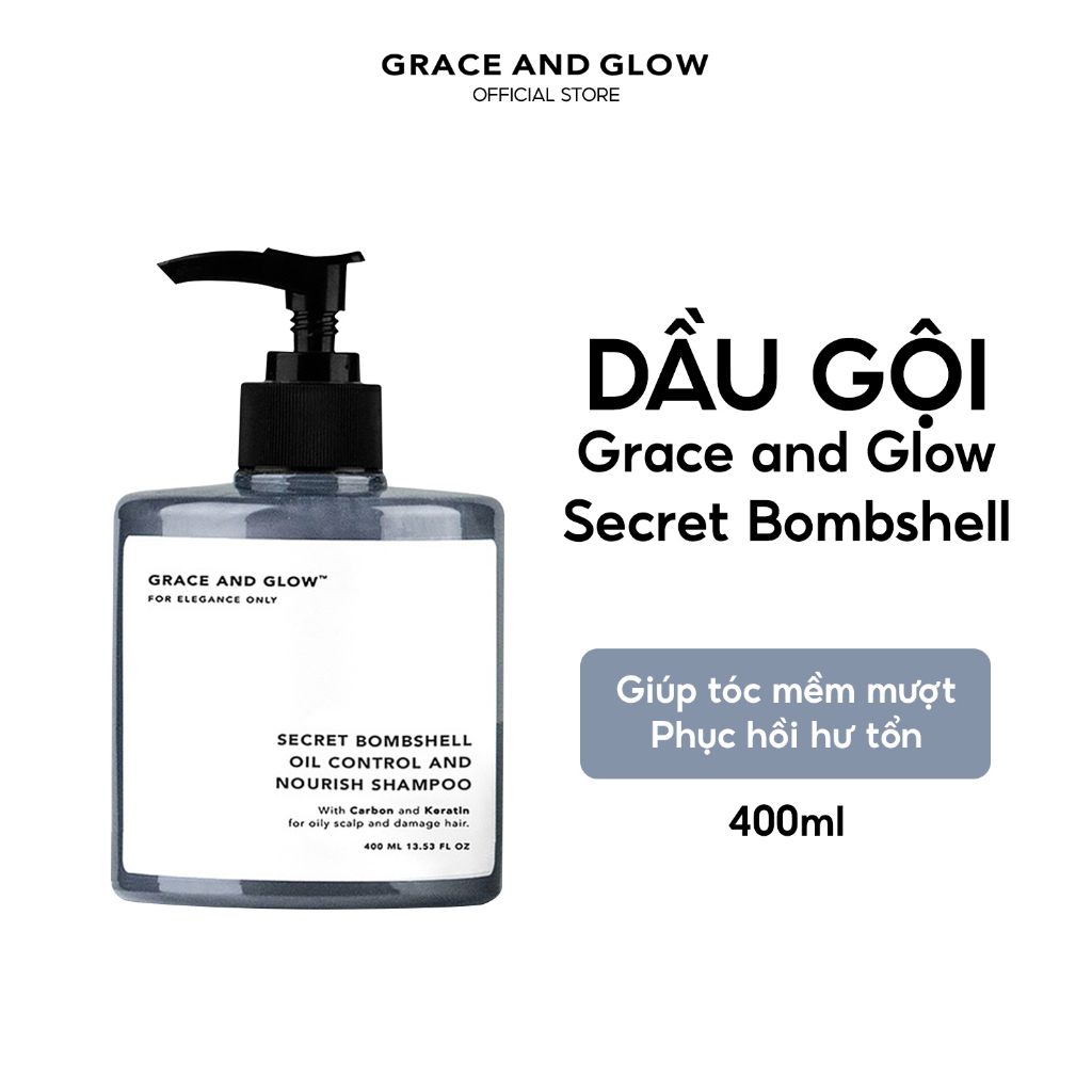 2 in 1 Combo Dầu gội kiềm dầu và Dầu xả khô Grace and Glow 400ml + 70ml