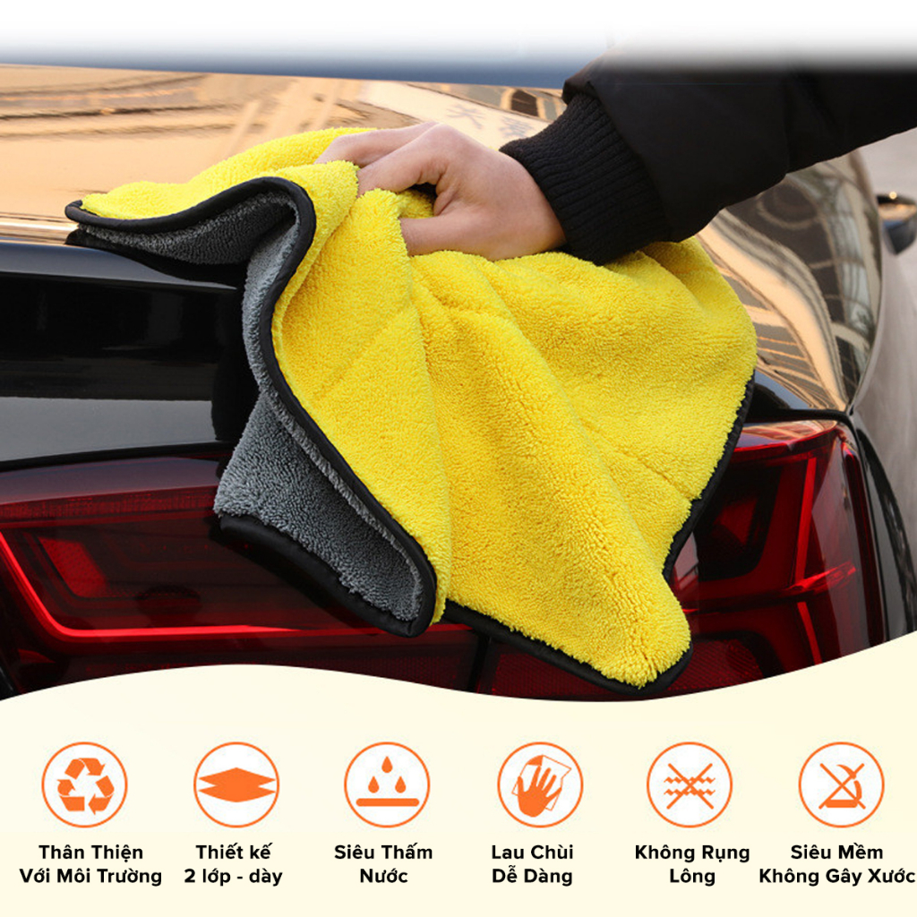 Khăn Lau Siêu To 30*60cm Siêu Thấm Khăn Lau Đa Năng Sợi Microfiber Siêu Dày Chuyên Dùng Cho Xe Ô Tô Xe Tải