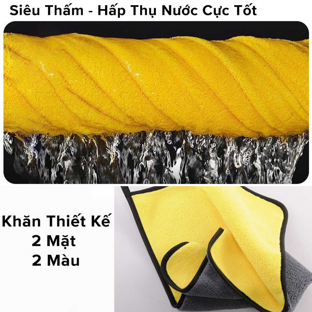 Khăn Lau Siêu To 30*60cm Siêu Thấm Khăn Lau Đa Năng Sợi Microfiber Siêu Dày Chuyên Dùng Cho Xe Ô Tô Xe Tải