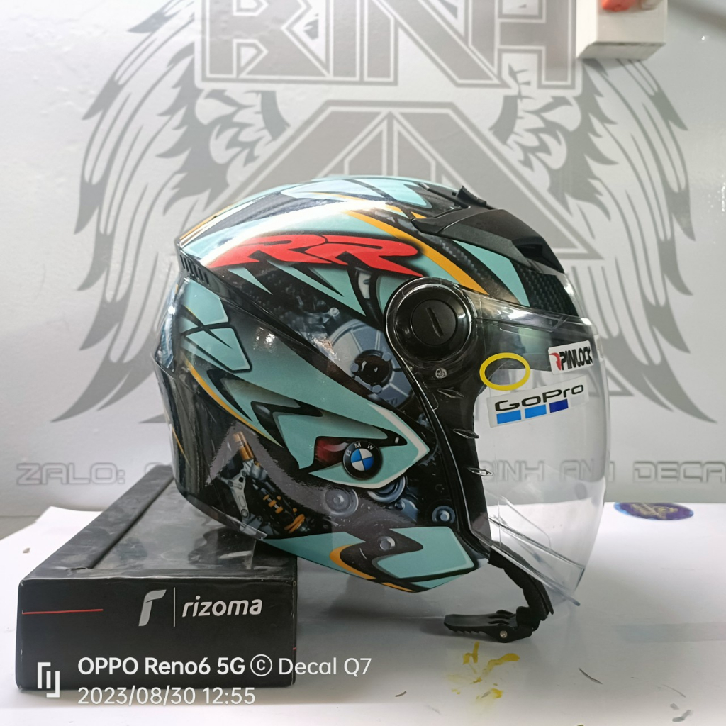 Tem dán mũ bảo hiểm 3/4 - BMW - 02