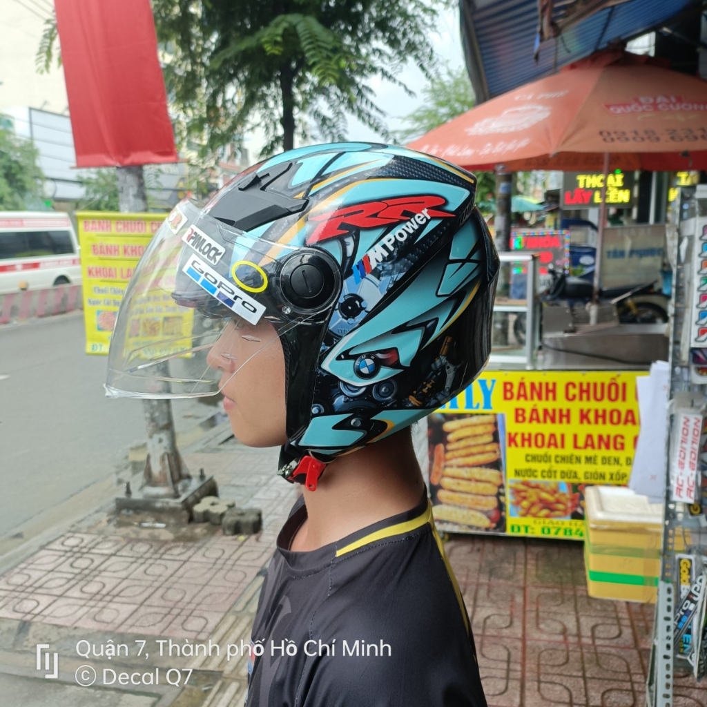 Tem dán mũ bảo hiểm 3/4 - BMW - 02