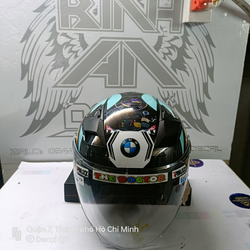 Tem dán mũ bảo hiểm 3/4 - BMW - 02