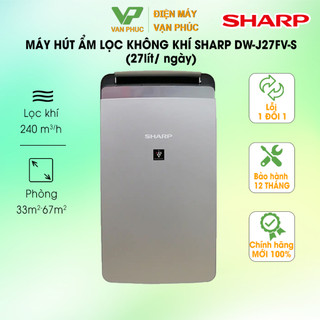 Máy hút ẩm lọc không khí Sharp DW-J27FV-S , Lọc không khí tạo ion diệt khuẩn, sấy quần áo - Bảo hành 12 tháng