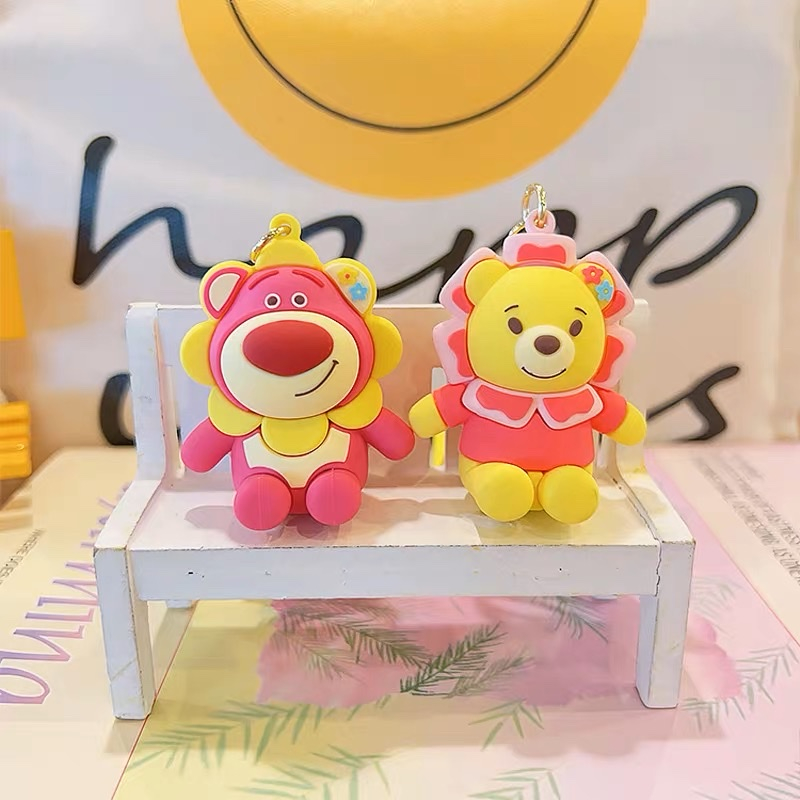 Móc Khoá Móc Treo Hoạ Tiết Gấu Hồng Hoa Siêu Hot Mẫu Mới Nhất