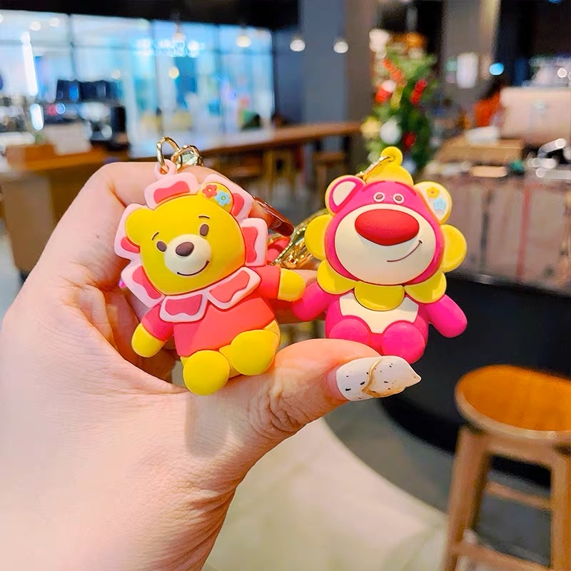 Móc Khoá Móc Treo Hoạ Tiết Gấu Hồng Hoa Siêu Hot Mẫu Mới Nhất