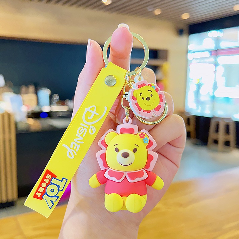 Móc Khoá Móc Treo Hoạ Tiết Gấu Hồng Hoa Siêu Hot Mẫu Mới Nhất