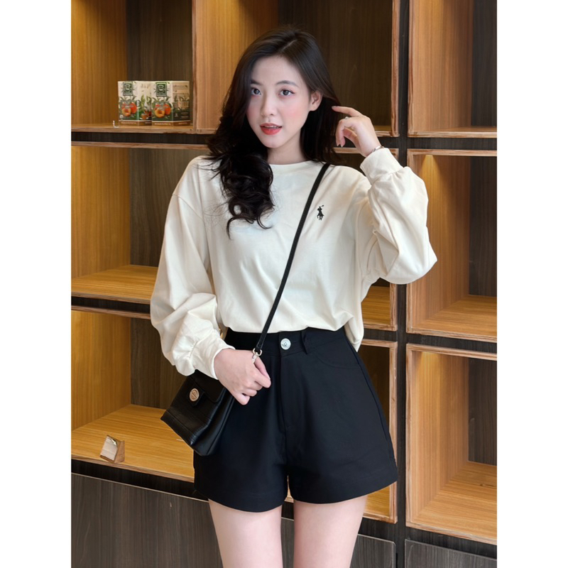 Áo Thun Tay Dài Phồng - 6716 - Thêu Ngựa