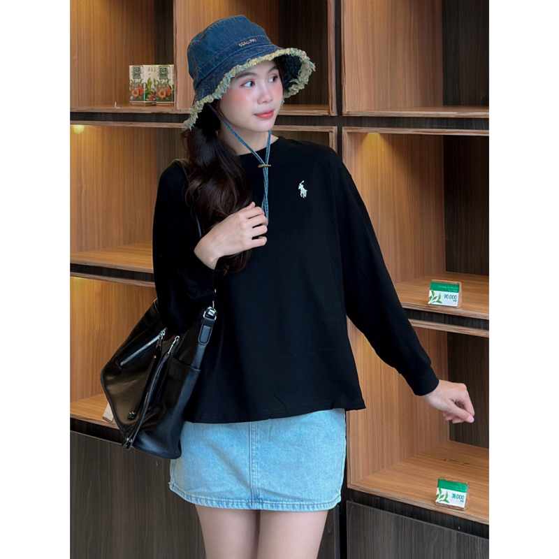 Áo Thun Tay Dài Phồng - 6716 - Thêu Ngựa