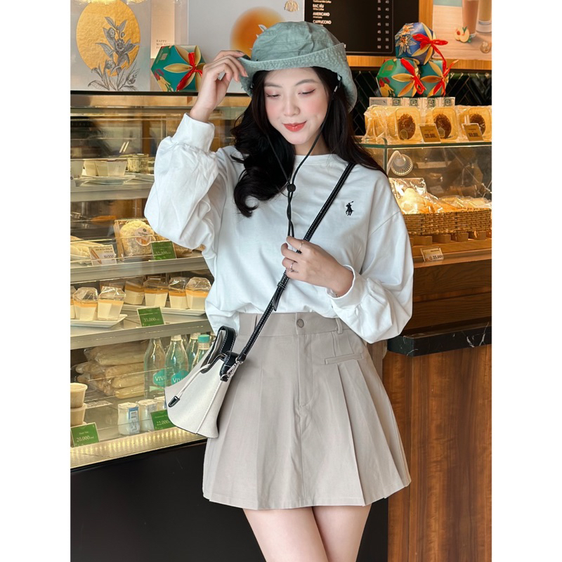 Áo Thun Tay Dài Phồng - 6716 - Thêu Ngựa