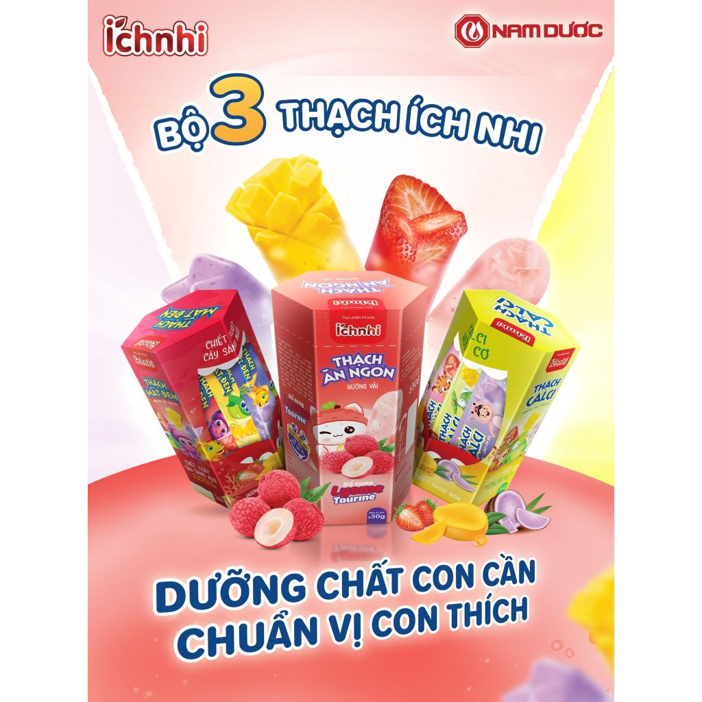 Thạch mắt đen Ích Nhi (hộp 21 túi x 30 gr) hương trái cây,vị ngọt thanh nhẹ, bổ mắt cho trẻ em giúp đôi mắt sáng khỏe