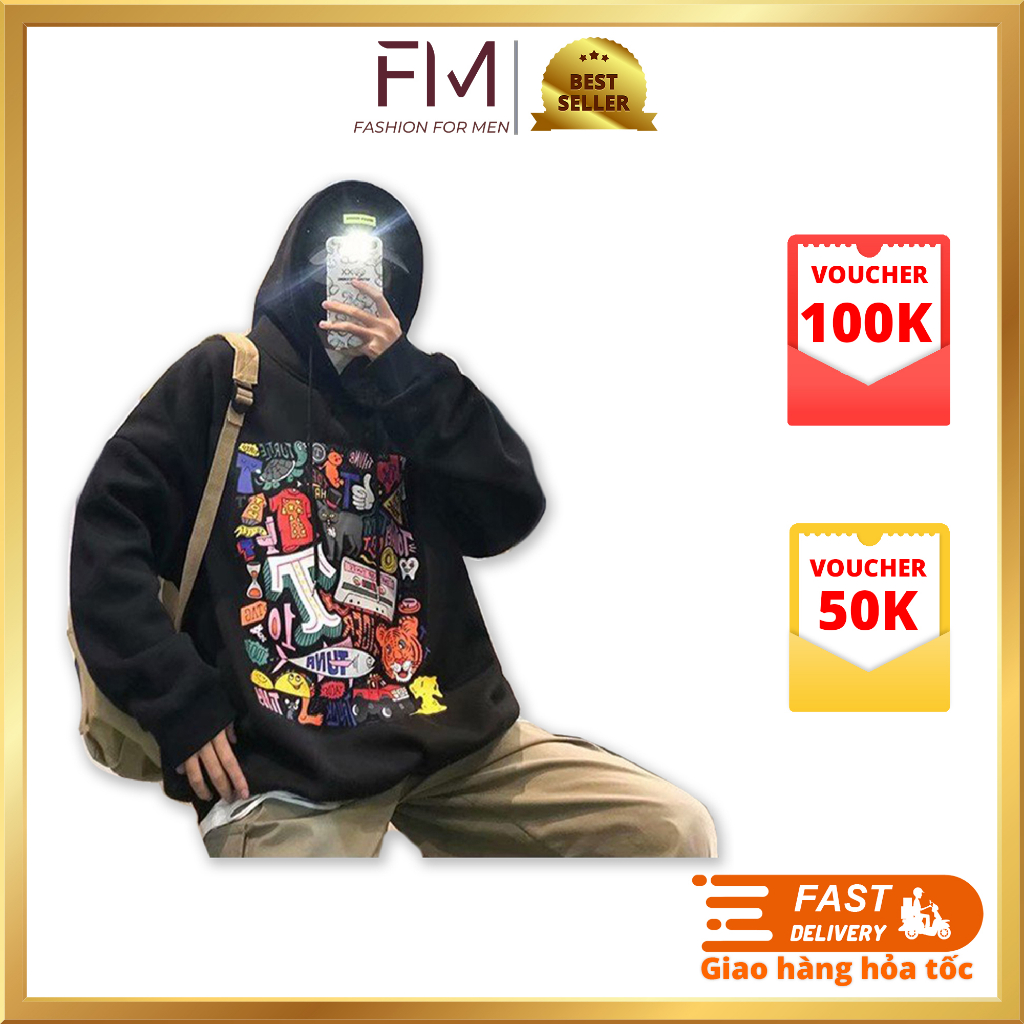 Áo hoodie nam nữ form rộng Unisex in hoạt hình cá tính Hàn Quốc – FORMEN SHOP – FMGV034