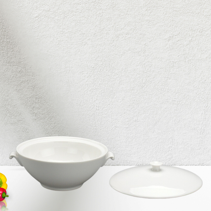 Thố Chưng Yến, Hũ Chưng Yến Sứ Minh Long 1.0 L + nắp -  Daisy Ly's - Trắng Ngà