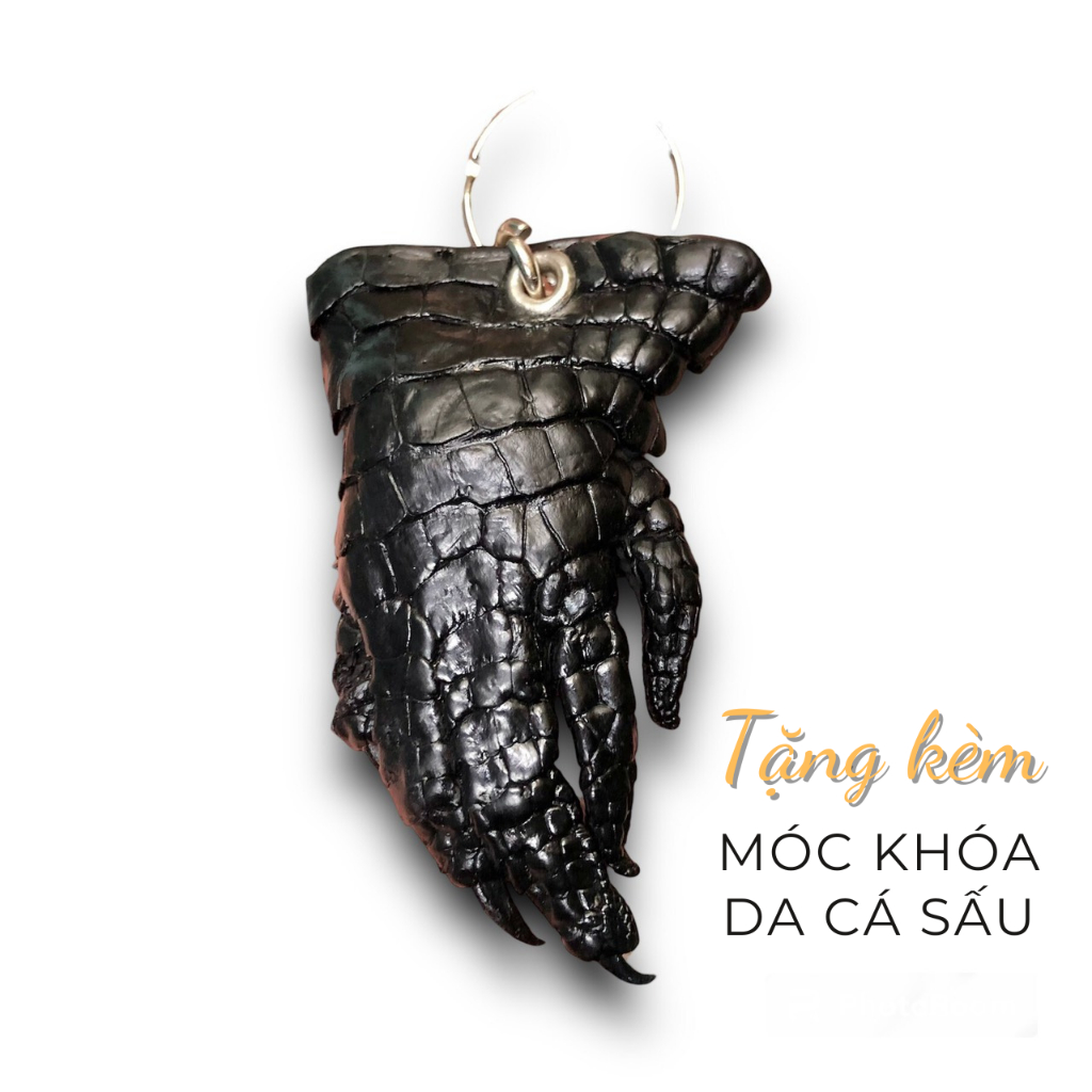 Ví Da Cá Sấu Thật Cao Cấp - Không Bán Hàng G iả Da - Bóp Ví Nam Tặng Kèm Móc Khóa Da Cá Sấu