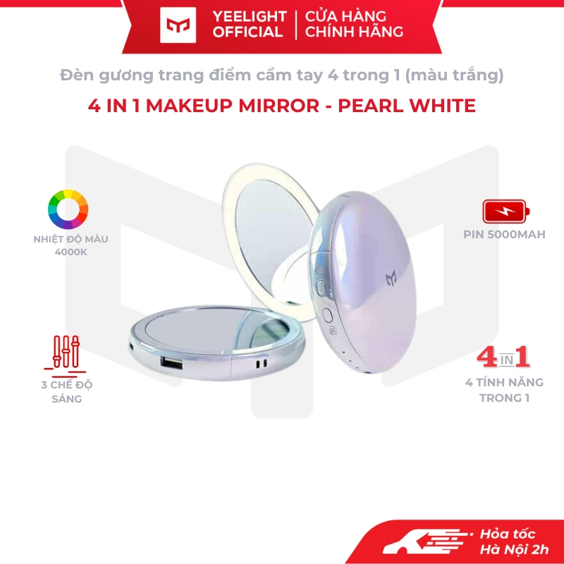 Đèn gương Yeelight trang điểm cầm tay 4 in 1 nhỏ gọn tích hợp sưởi ấm sạc dự phòng có led tùy chỉnh 3 mức độ sáng