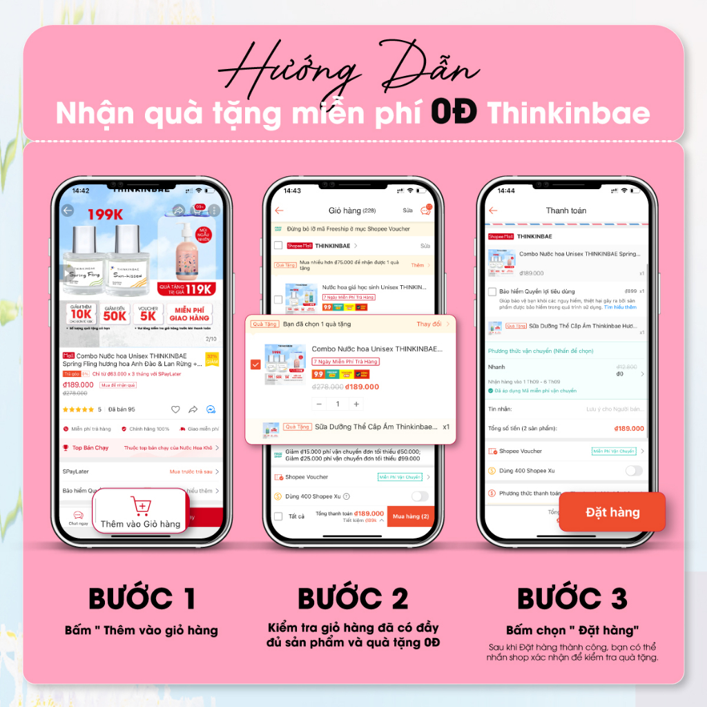 Combo Nước hoa Unisex THINKINBAE Spring Fling hương hoa Anh Đào & Lan Rừng + Sun Kissed hương hoa Nhài & Phong Lữ 30ml