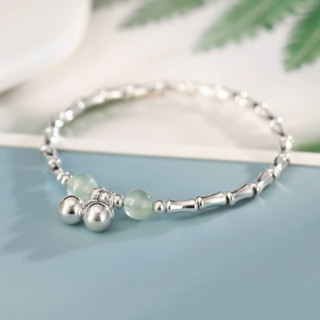  Lắc tay bạc s925 thương hiệu AROCH Jewelry lắc chuông đá xanh SL210 