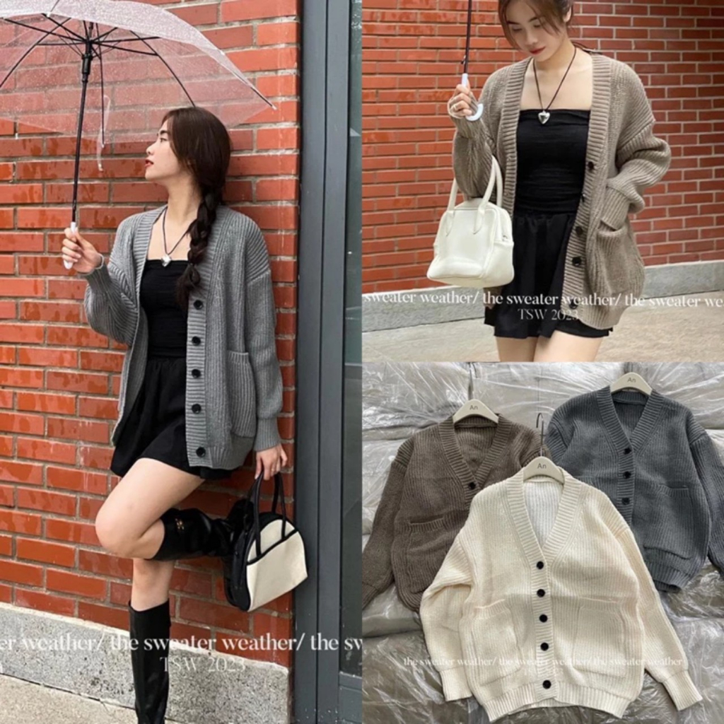 Áo cardigan len trơn cổ v - 247store.vn - CDG8836_P0K7