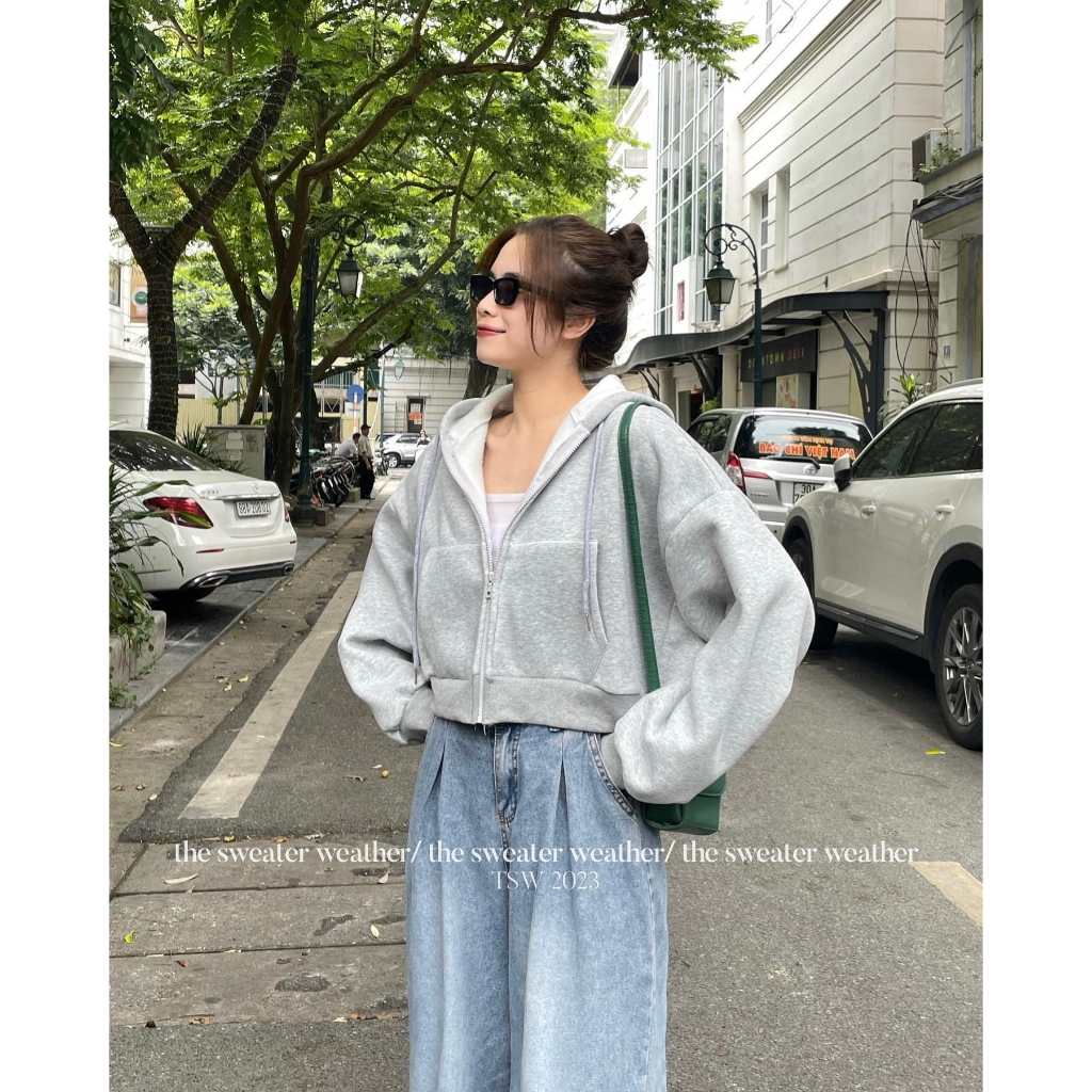 Áo khoác croptop nỉ bông kéo khoá - 247store.vn - Aokhoacni003_P6K9