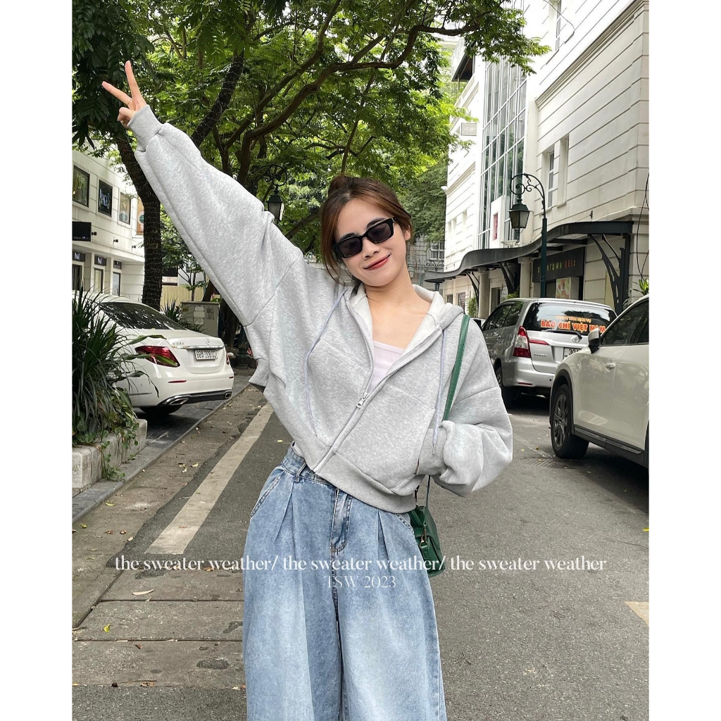 Áo khoác croptop nỉ bông kéo khoá - 247store.vn - Aokhoacni003_P6K9