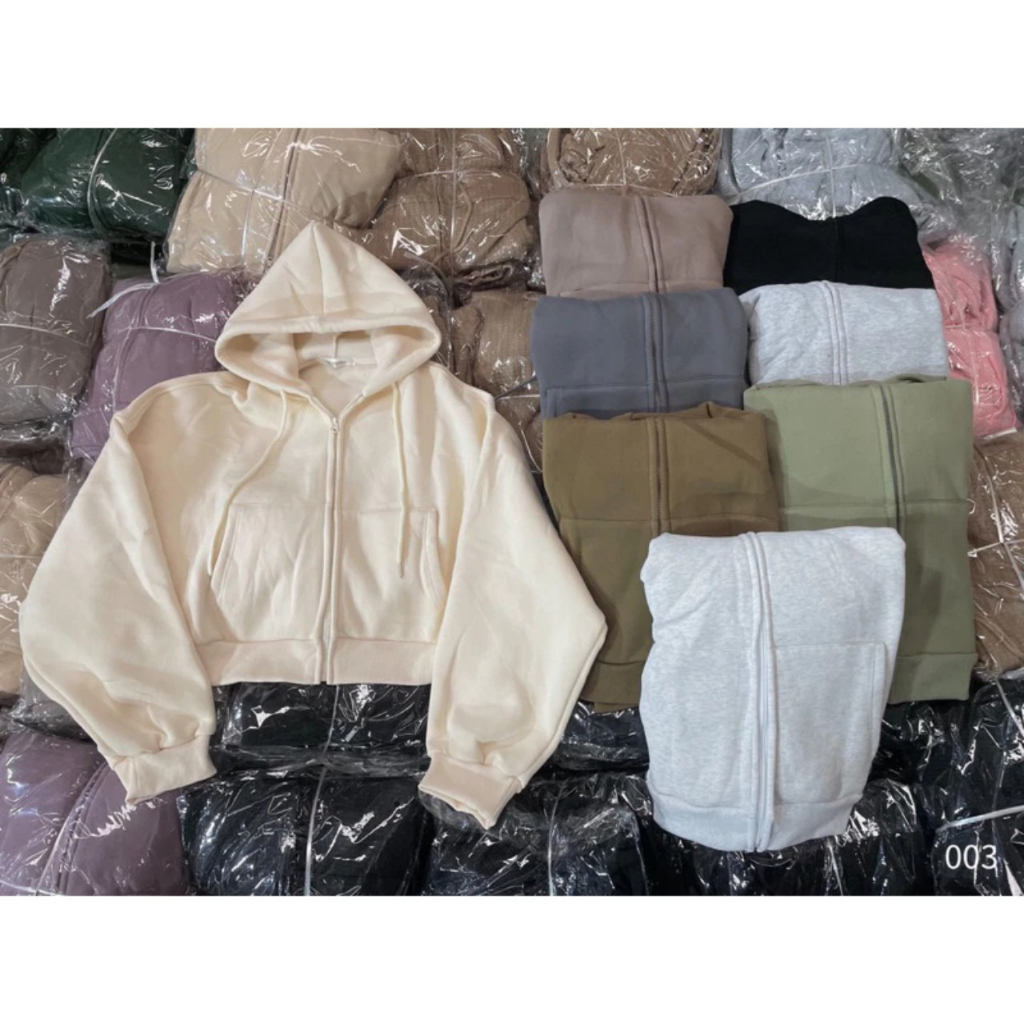 Áo khoác croptop nỉ bông kéo khoá - 247store.vn - Aokhoacni003_P6K9