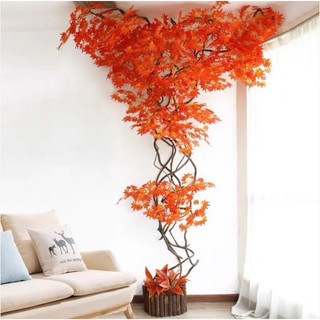 Lá phong - maple leaf xanh, đỏ, cam decor background. lá cây giả phụ kiện chụp ảnh