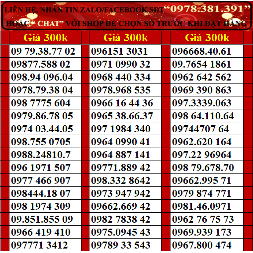 Sim số đẹp viettel đồng giá 300k