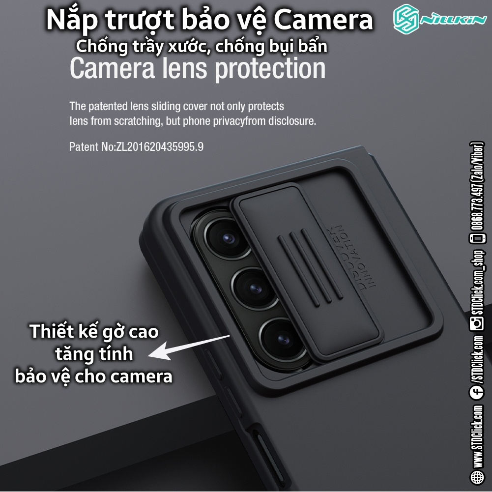 ỐP LƯNG SAMSUNG GALAXY Z FOLD 5 5G NILLKIN CAMSHIELD SILKY SILICON BẢO VỆ CAMERA CHÍNH HÃNG