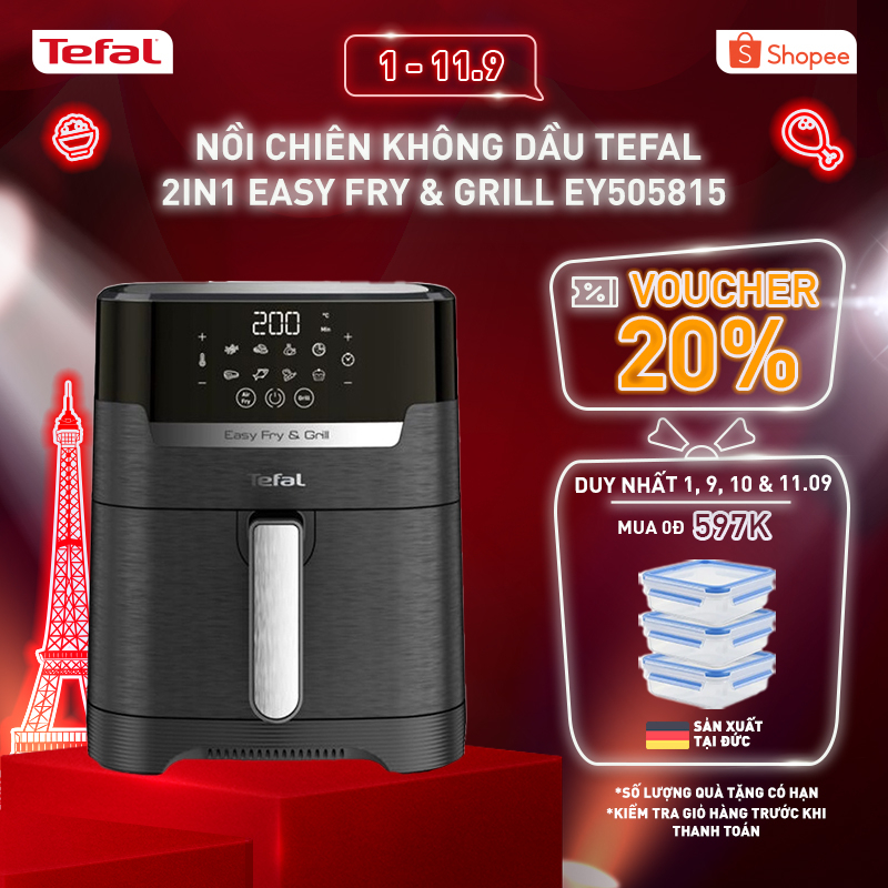 Nồi chiên không dầu Tefal 2in1 Easy Fry & Grill Precision EY505815