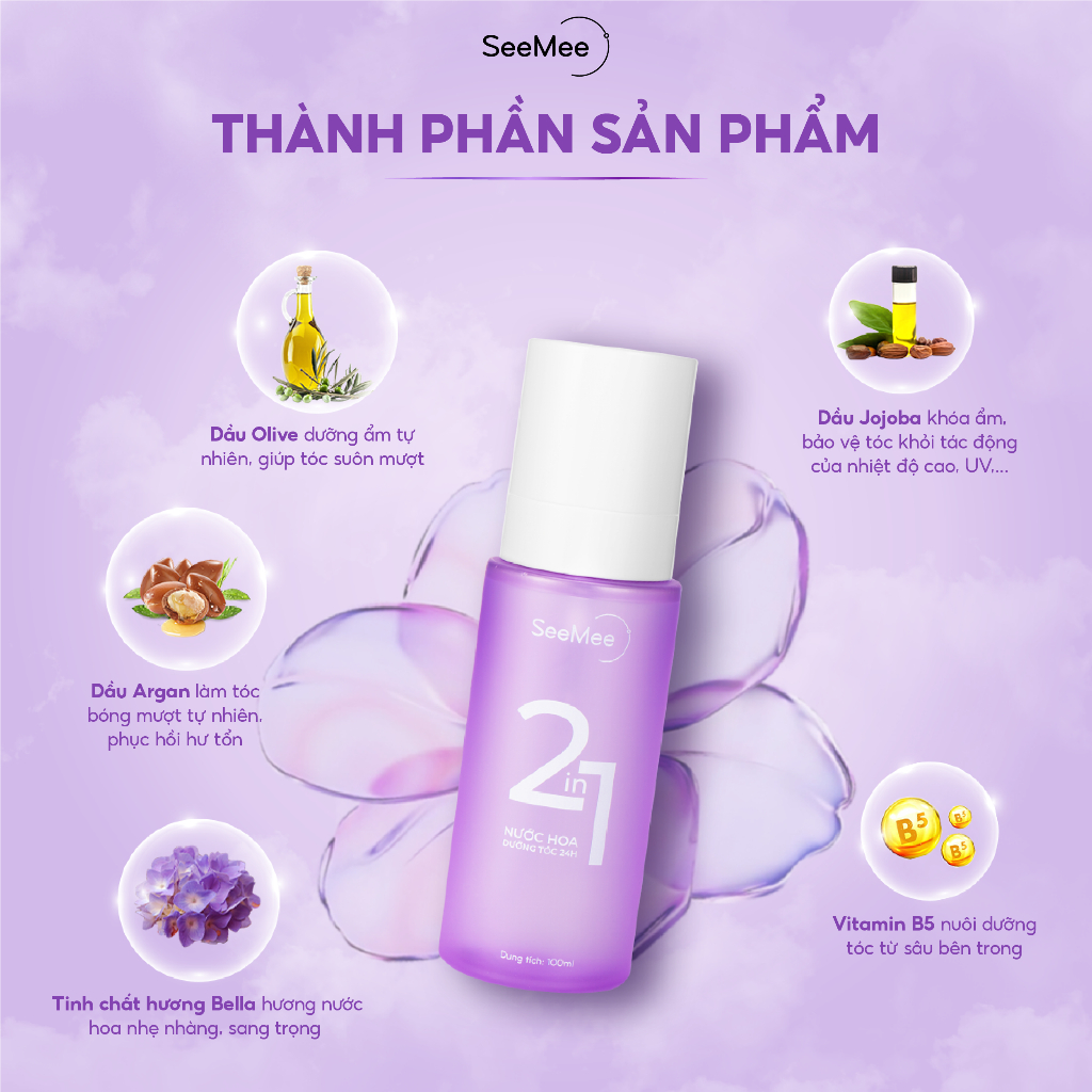 Dưỡng tóc hương nước hoa SeeMee không làm tóc bị khô cứng khi sử dụng, hương nước hoa mùi thơm cho mái tóc