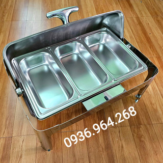 Nồi hâm buffe 9 lít chữ nhật 3 ngăn inox 304
