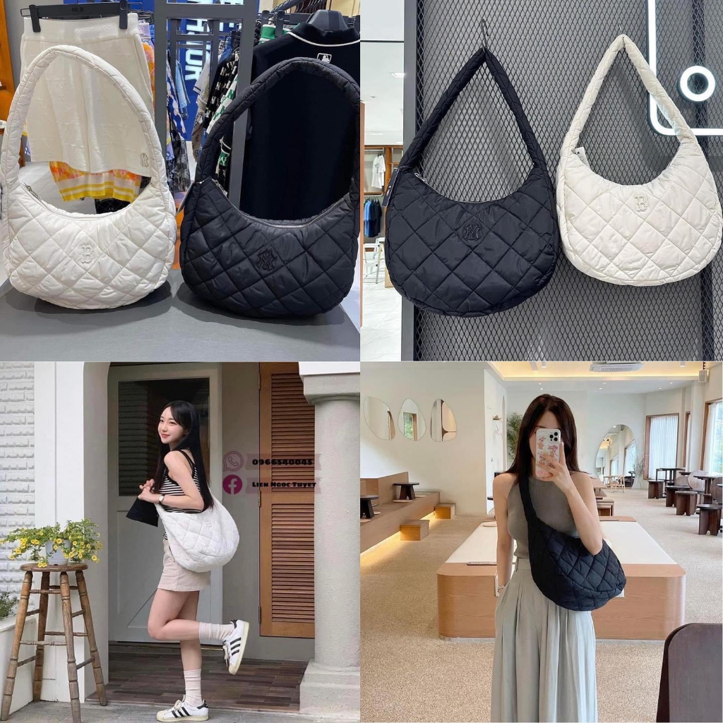 Túi m lb Hobo vải dù chống thấm nước hoạ tiết ô chần trám