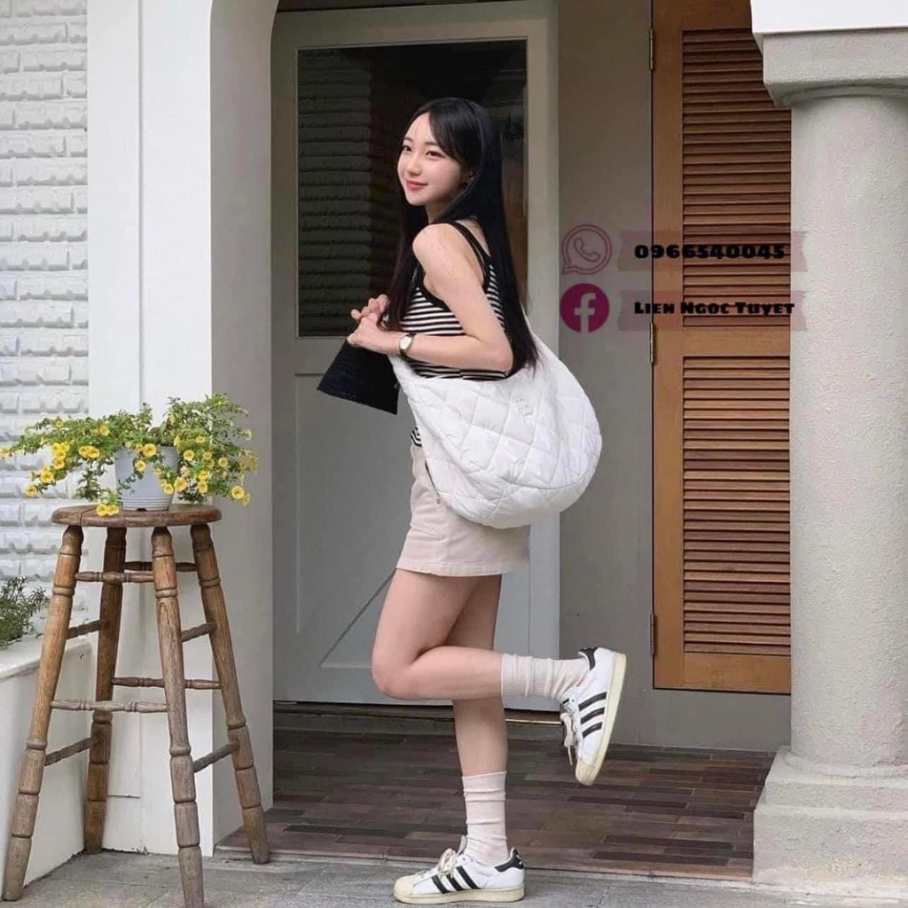 Túi m lb Hobo vải dù chống thấm nước hoạ tiết ô chần trám