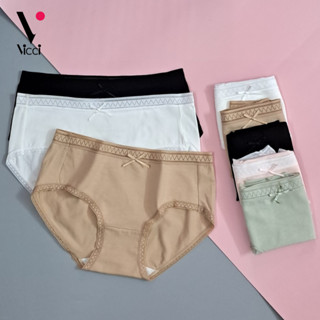 Quần lót nữ cotton modal viền ren cạp vừa Vicci QV.208 mềm mại, thoáng mát, ôm sát vòng 3