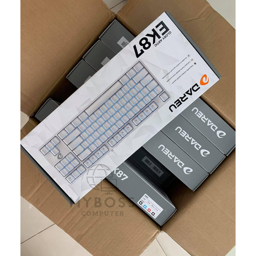 Bàn Phím Cơ Gaming DareU EK87 WHITE ICE-BLUE LED - Chính Hãng BH 24 Tháng