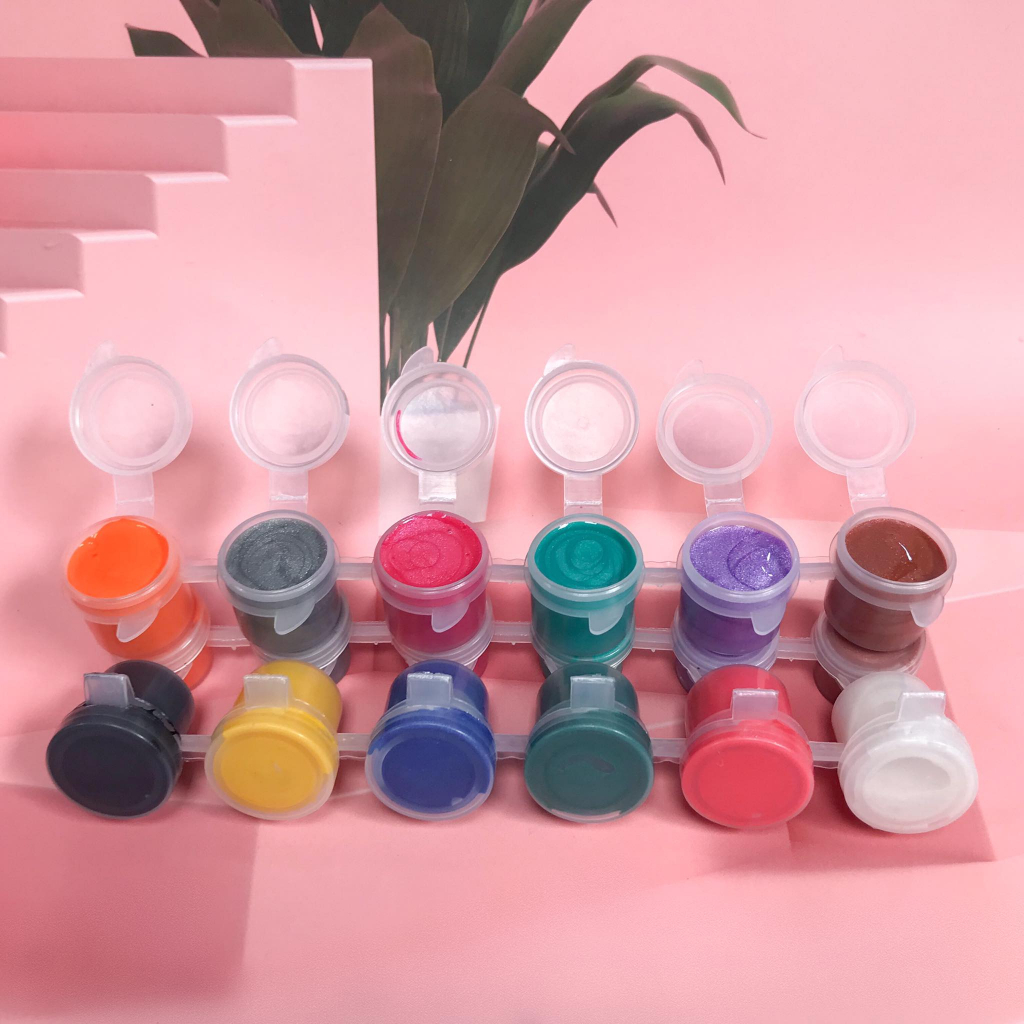 Dây Màu Nước Tô Tượng Thạch Cao Màu Thường Pha Sẵn Hungacolor 3/5Ml 6 Ô