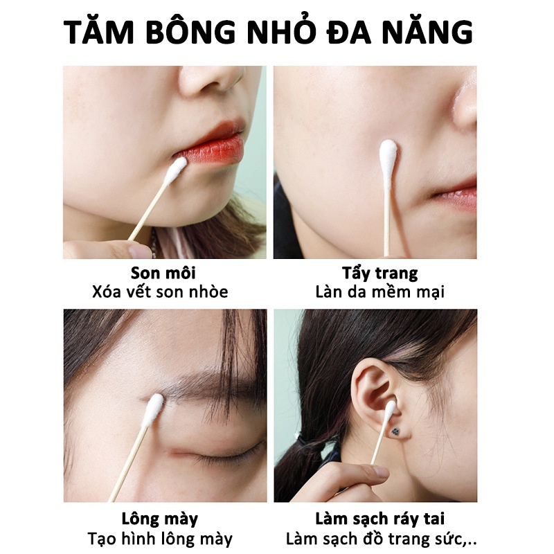 Tăm bông ngoáy tai DELADEP đa năng kháng khuẩn mềm mại 500 que thân gỗ thân thiện với môi trường - BNT01