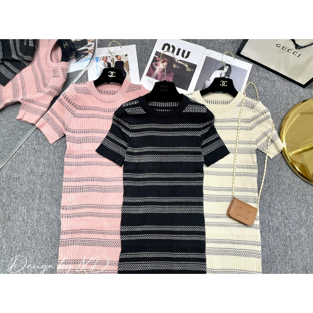 Váy len maxi kẻ new 2023 dáng dài qua gối dáng ôm body  hàng QC