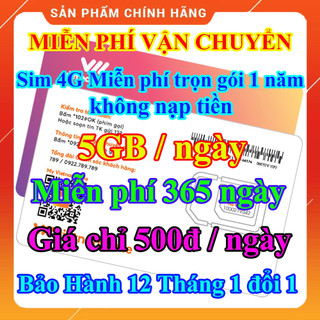  Sim vietnamobile data 4G vào mạng 1 năm không cần nạp tiền 5GB/Ngày 150 GB/tháng giá rẻ