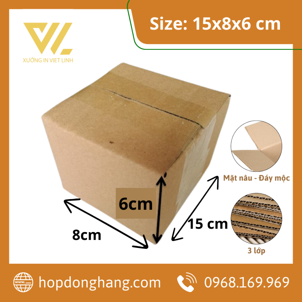 Combo 100 hộp Hộp 15x8x6- Thùng Carton Đóng Hàng